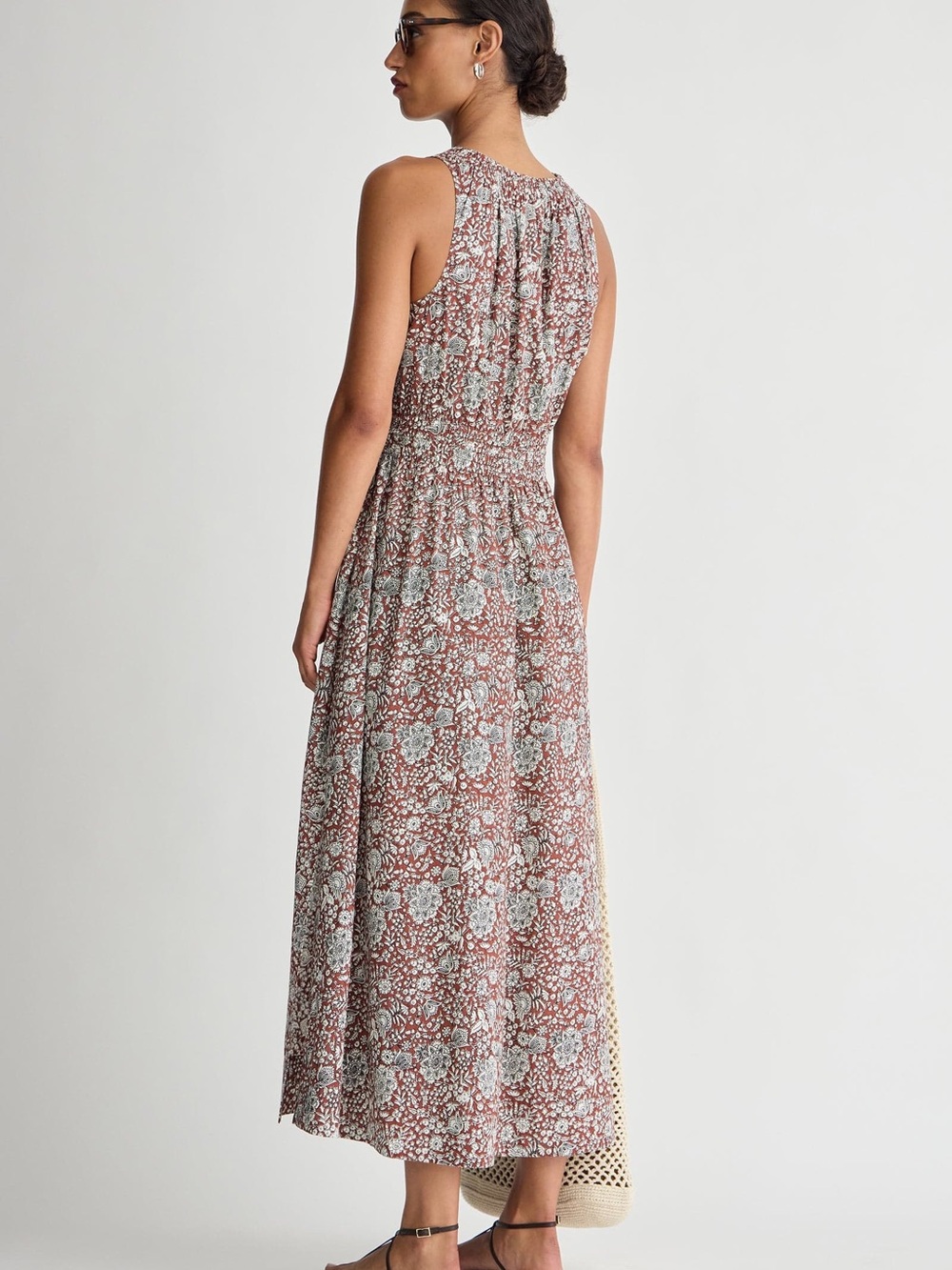 Apiece Apart Bali Tank Dress Clay Floral Organic Cotton Midi Dress S - Picture 3 of 11